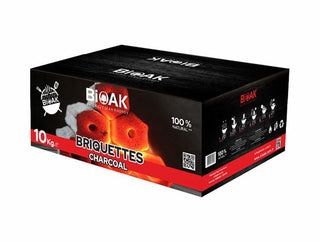 BIOAK Kuras Presuoti lazdyno riešutų lukštų anglies hexagon briketai BIOAK, 10 kg