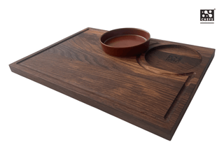 Chefs Soul Pjaustymas ir smulkinimas Ąžuolinė pjaustymo lentelė su dubenėliu Chefs Soul Woodcove, 39 x 27