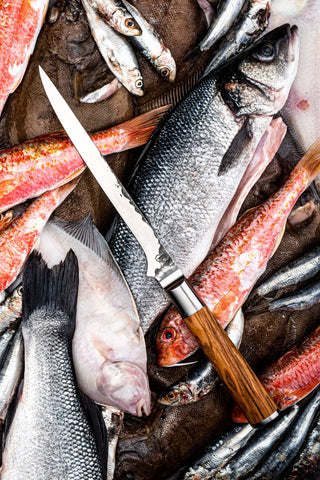 STYLE DE VIE Pjaustymas ir smulkinimas Japoniško plieno peilis STYLE DE VIE Olive Forged, Fish Fillet, 18 cm (filiavimui)