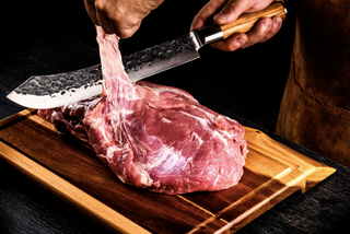 Rankų darbo japoniško stiliaus peilis STYLE DE VIE, OLIVE FORGED kolekcija, mėsininko / butcher