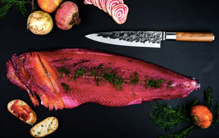 Rankų darbo kaltinio rašto šefo peilis iš Style de vie OLIVE FORGED kolekcijos