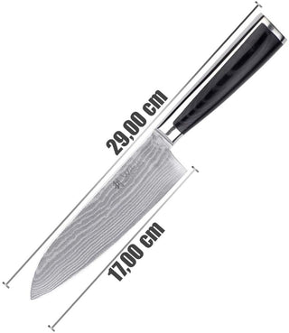 OLEIO Pjaustymas ir smulkinimas Japoniško Damasko plieno peilis OLEIO, Wakoli Migan, Santoku, 17 cm