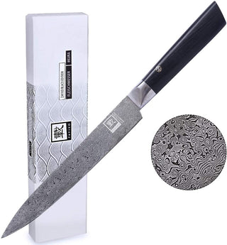 OLEIO Pjaustymas ir smulkinimas Japoniško Damasko plieno peilis OLEIO Zayiko, Black Edition, pjaustymo (Carving), 21 cm