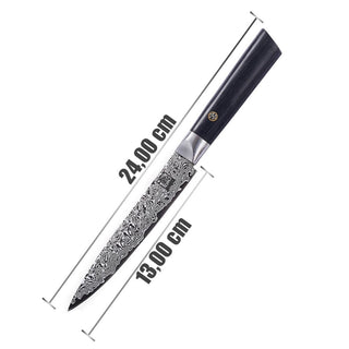 OLEIO Pjaustymas ir smulkinimas Japoniško Damasko plieno peilis OLEIO Zayiko, Black Edition, universalus (Utility), 13,5 cm