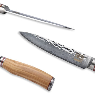 OLEIO Pjaustymas ir smulkinimas Japoniško Damasko plieno peilis OLEIO Zayiko, Olive Series, Universalus (Utility), 12,5 cm