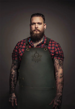 Leather apron Rock n Rubs, grey, 85 x60 x 1 cm