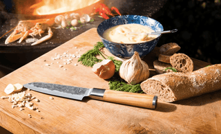 STYLE DE VIE Pjaustymas ir smulkinimas Japoniško plieno peilis STYLE DE VIE Olive Forged, Santoku, 14 cm