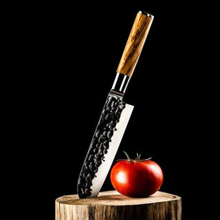 STYLE DE VIE Pjaustymas ir smulkinimas Japoniško plieno peilis STYLE DE VIE Olive Forged, Santoku, 18 cm