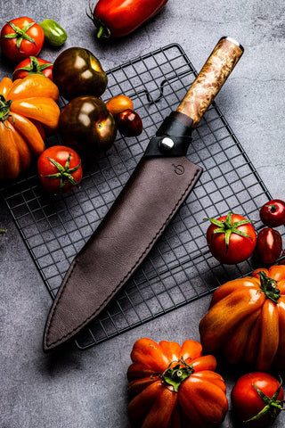 STYLE DE VIE Pjaustymas ir smulkinimas Odinis dėklas STYLE DE VIE Leather, Forged Chef (šefo) 20,5 cm peiliui