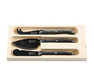 STYLE DE VIE Pjaustymas ir smulkinimas Sūrio peilių rinkinys LAGUIOLE by STYLE DE VIE, 3 vnt., Black Stonewash
